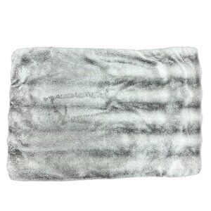 FRYE Faux Fur Gray Pillow Case Sham Queen Standard 30x20” Channel Stripe
